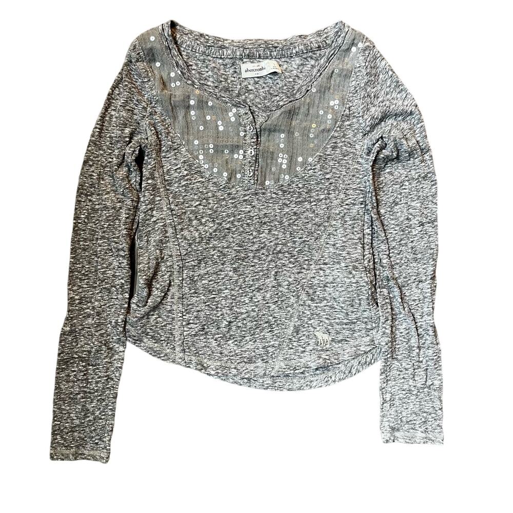 Abercrombie Kids Girl's SM Sequin Embellished Long Sleeve T-shirt